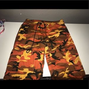 Orange camo cargo pants